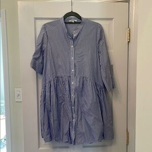 Blue Striped Button-Down Dress